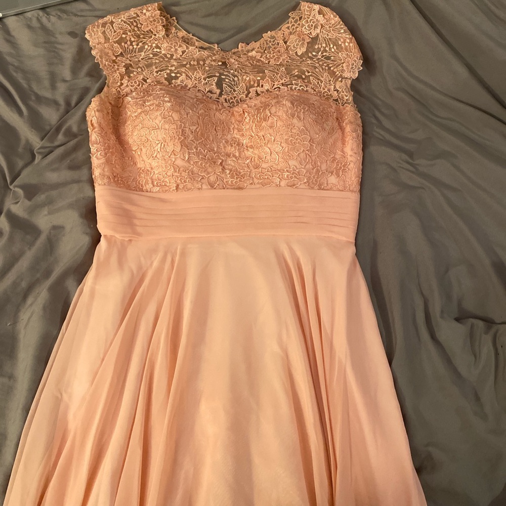 Blush Lace Bodice Chiffon Maxi Dress